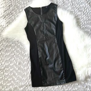 Little black dress with vegan leather front